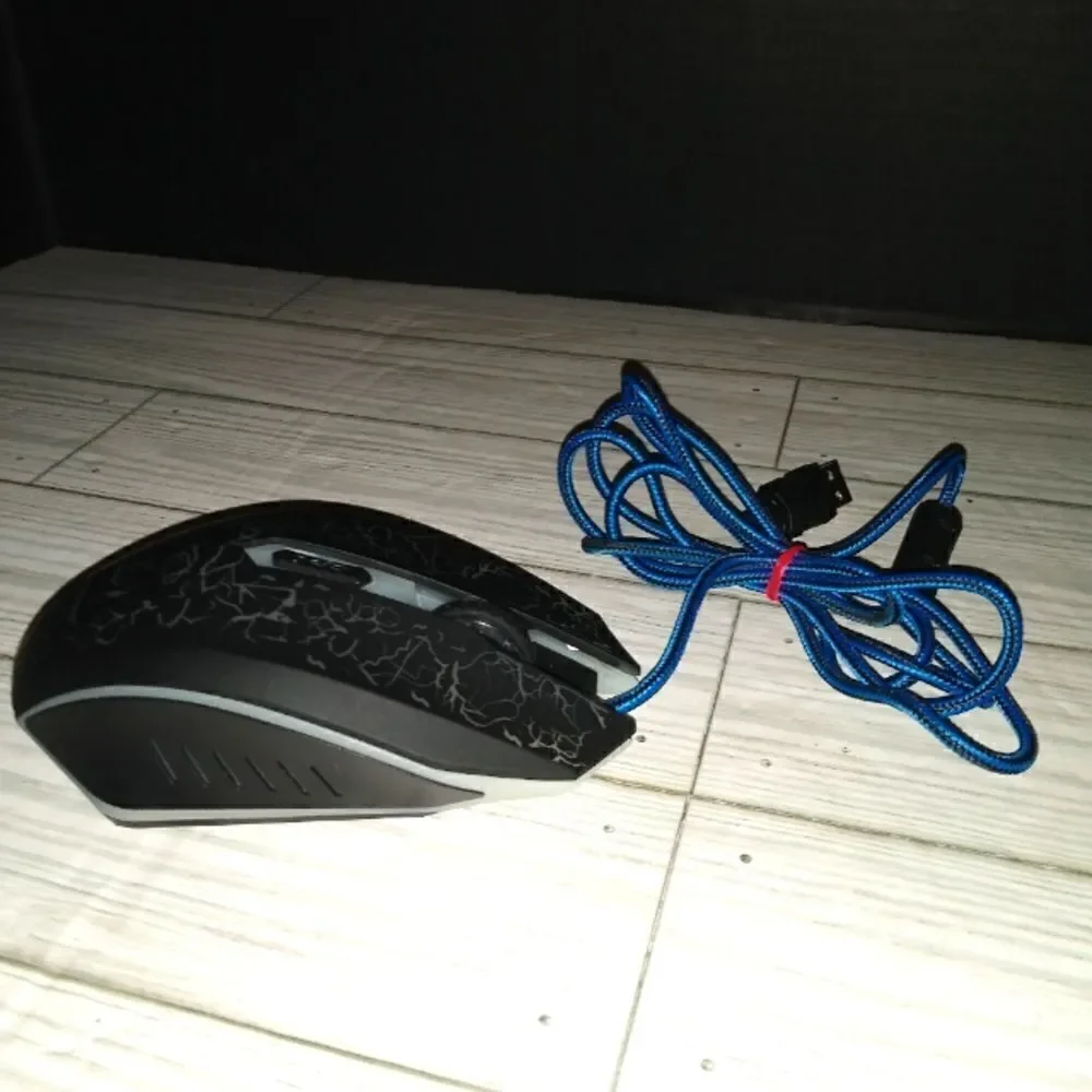 CPI Flagpower USB Wired Optical Gaming Computer Laptop Mouse Blue Cord